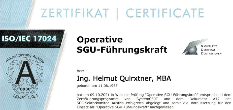 ISO/IEC 17024 Zertifikat